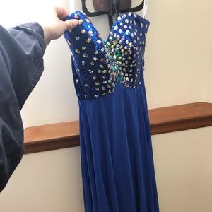Royal blue dress w/ sequin bust
